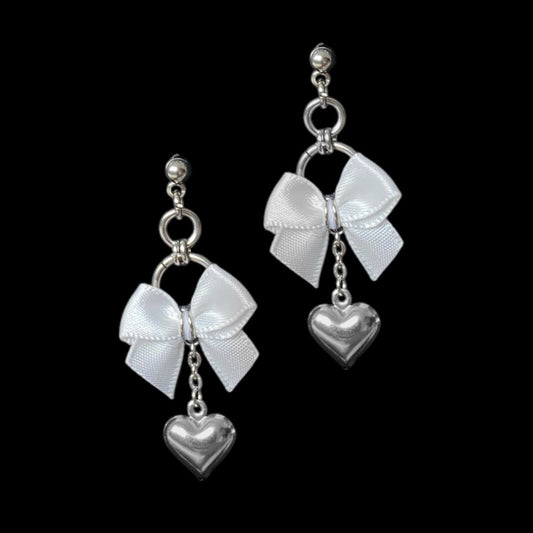 bow heart earrings