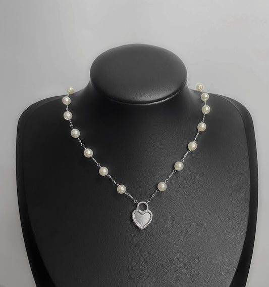 heart lock pearl necklace