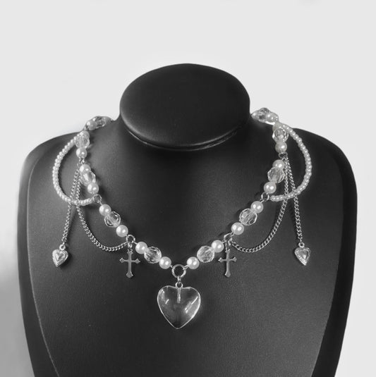 victorian glass heart necklace