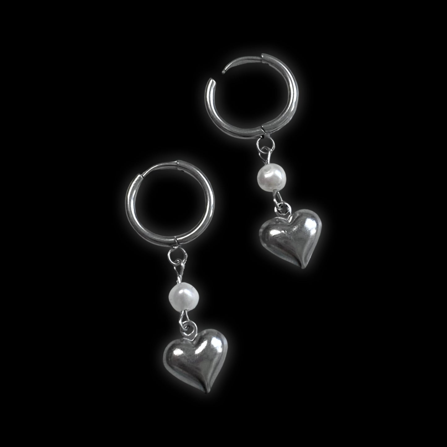 heart and pearl hoop earrings