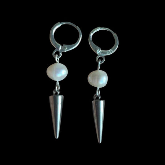 pearl and spike earrings