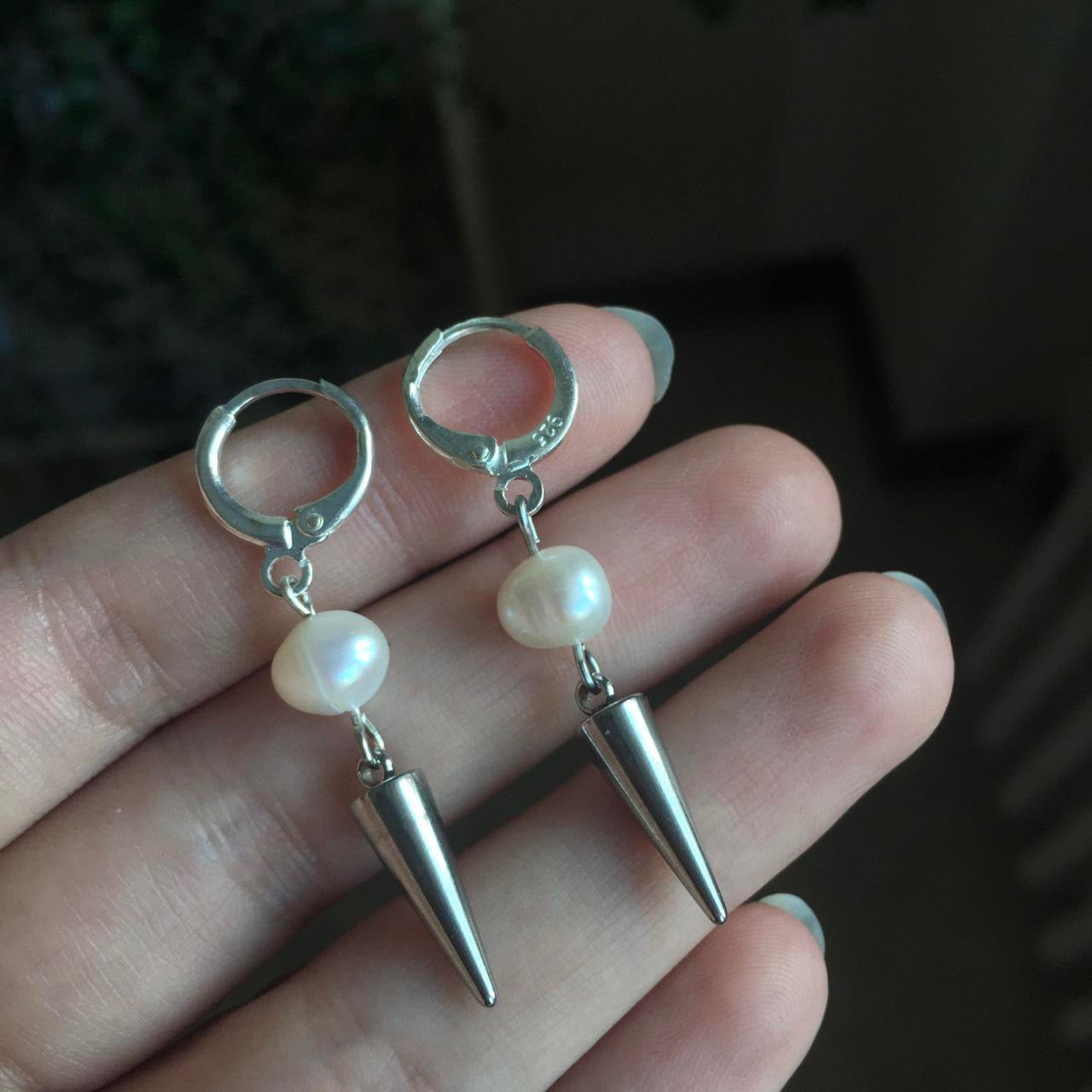 pearl and spike earrings